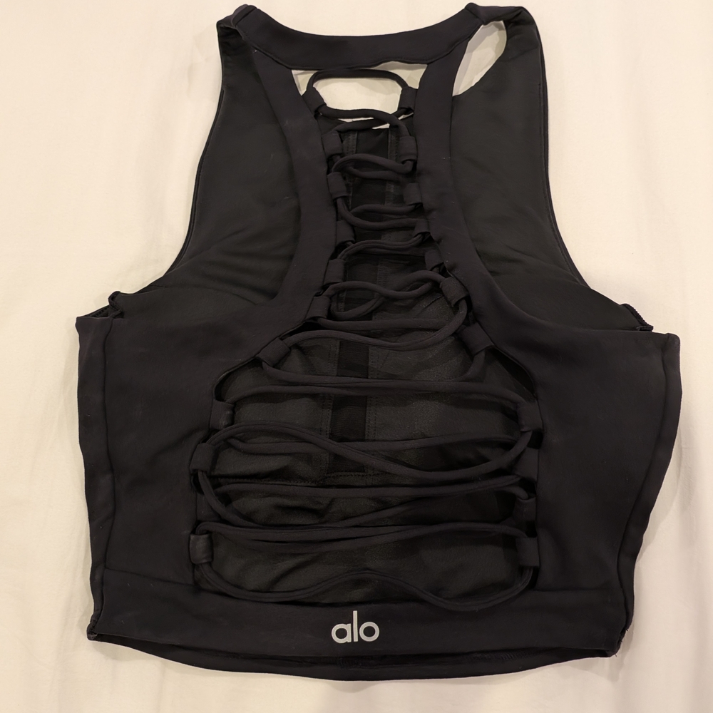 ALO Yoga Black Strappy Tank Top